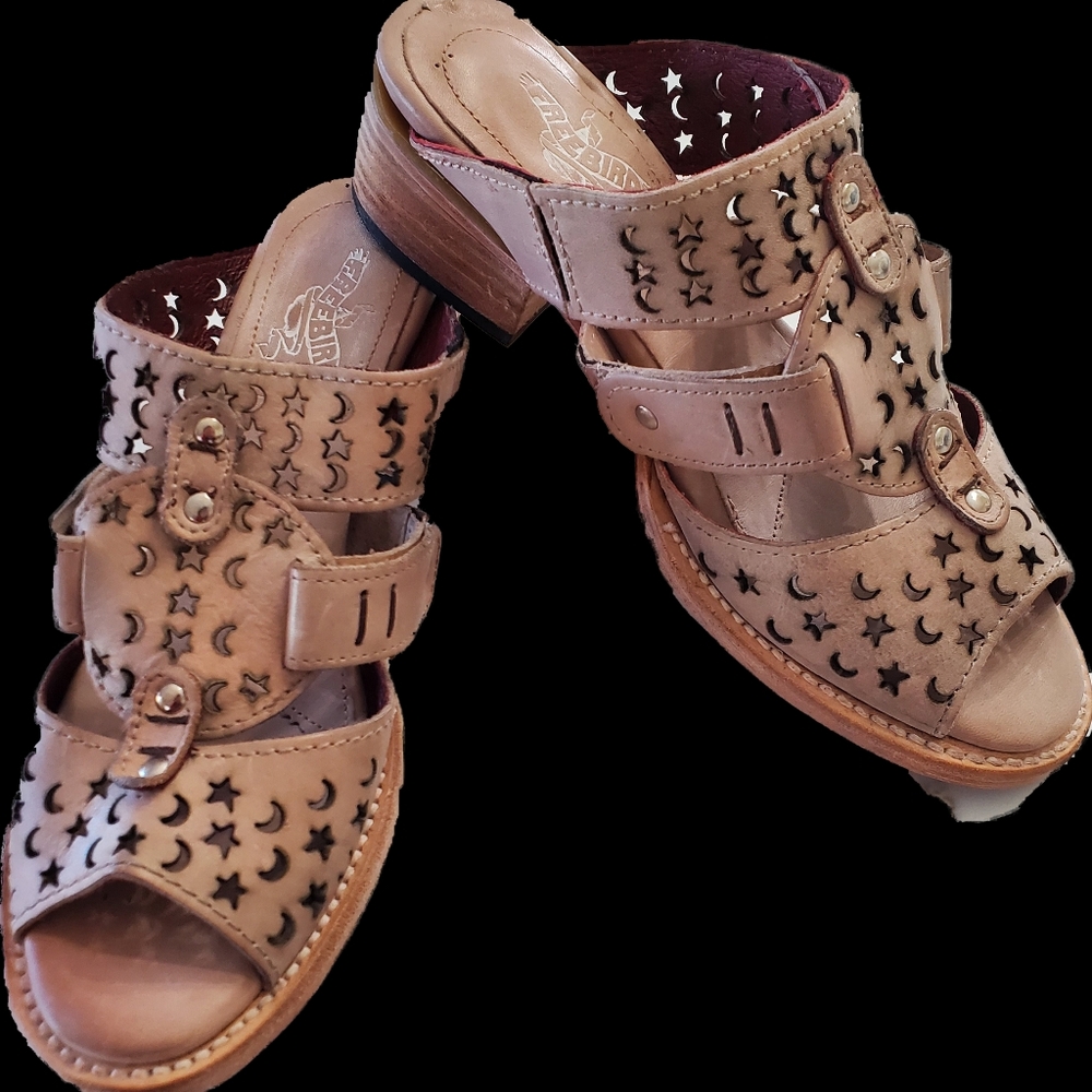 NEW - FREEBIRD by Steven Moonstar BLUSH -Women's Tan Leather Sandals, With A Box - Picture 11 of 11
